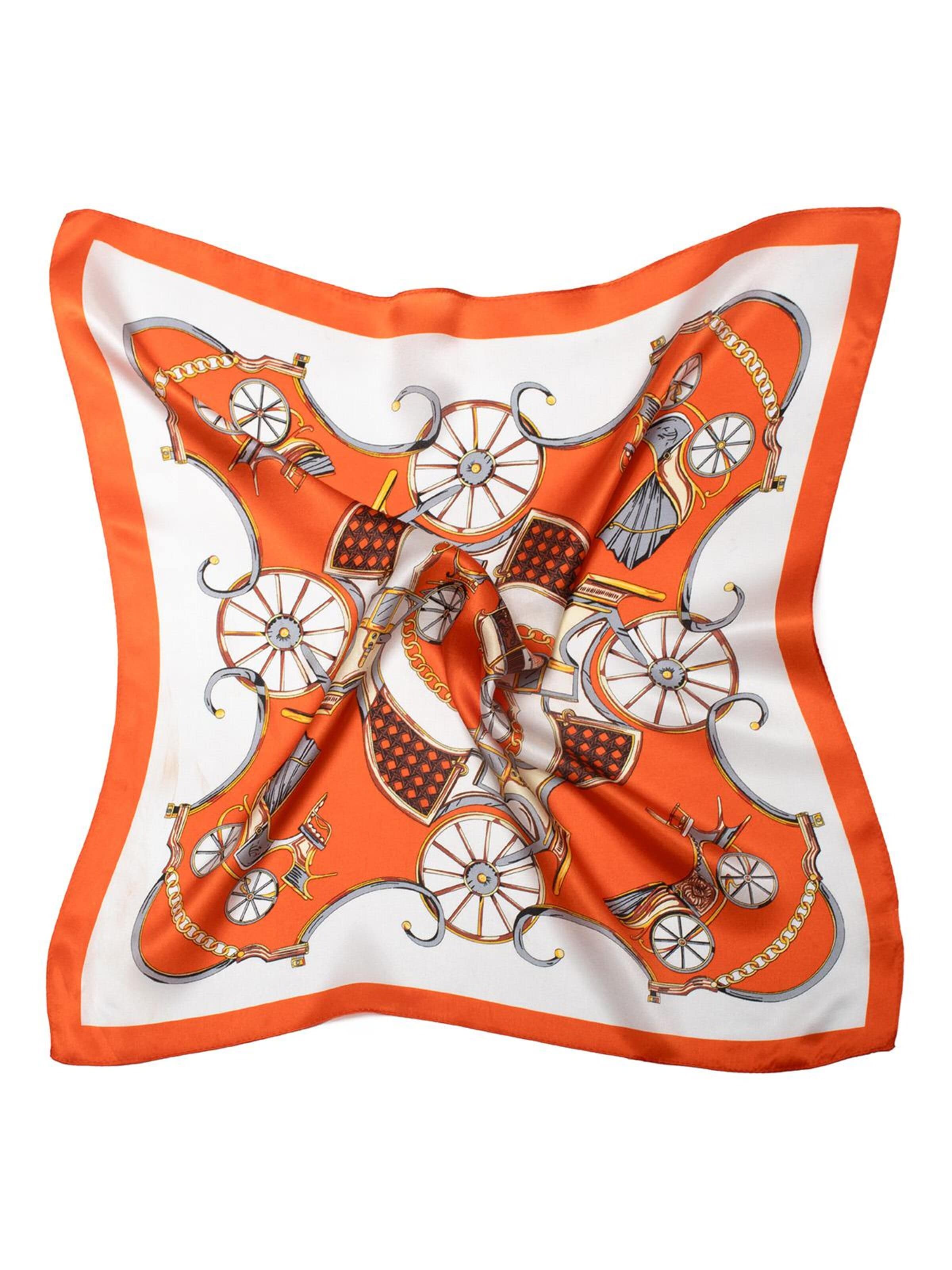 MayTree Schal 'Seidentuch quadratisch Märchenkutsche  53x53 orange'‌‌ in Orange: Vorderseite