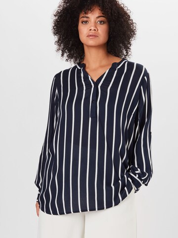 KAFFE CURVE Blouse 'Sida' in Blauw: voorkant