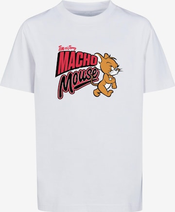 ABSOLUTE CULT Shirt 'Tom And Jerry - Macho Mouse' in Wit: voorkant