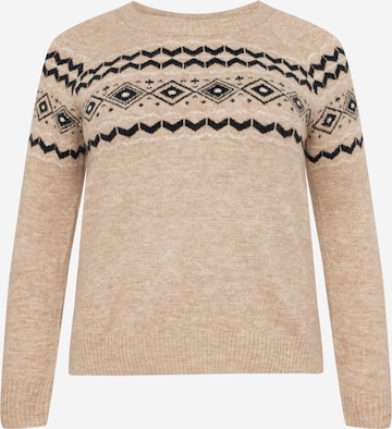 Vero Moda Curve Sweater 'FIFI FAIRISLE' in Beige: front