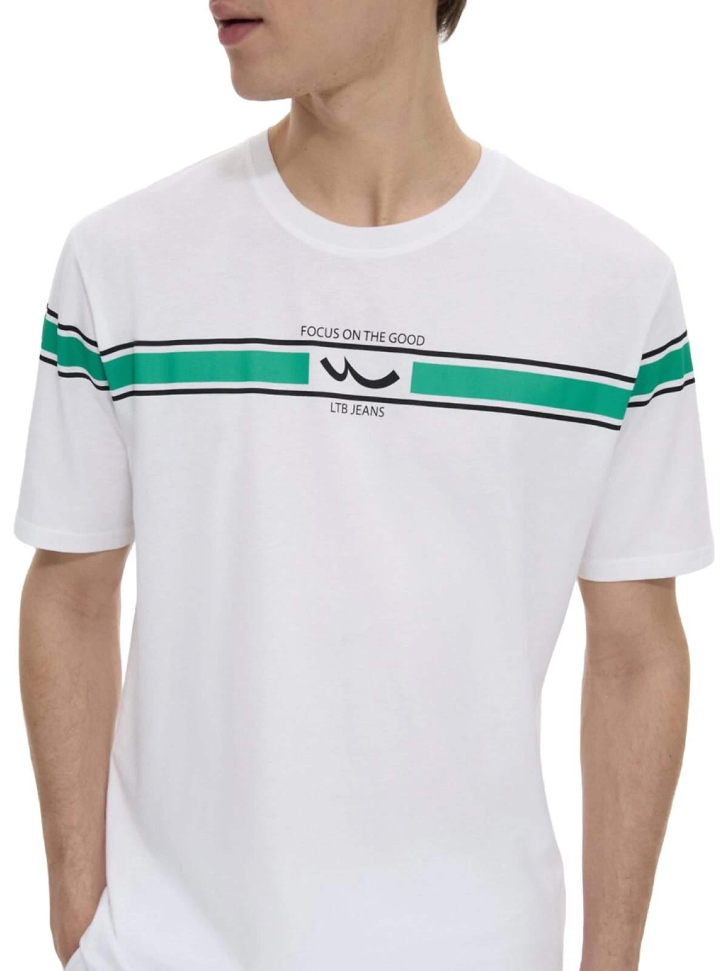 LTB Jeans Shirt 'Striped Logo T-Shirt' in White