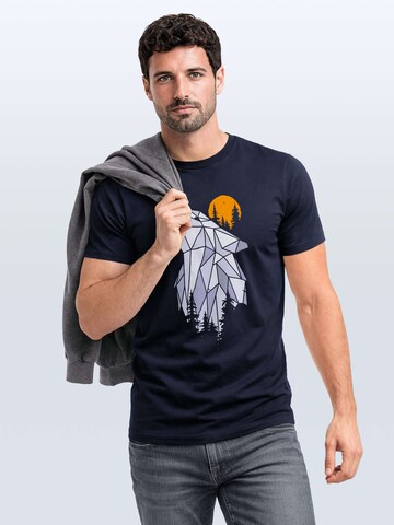 Neverless Shirt 'Polygon Wolf' in Blue