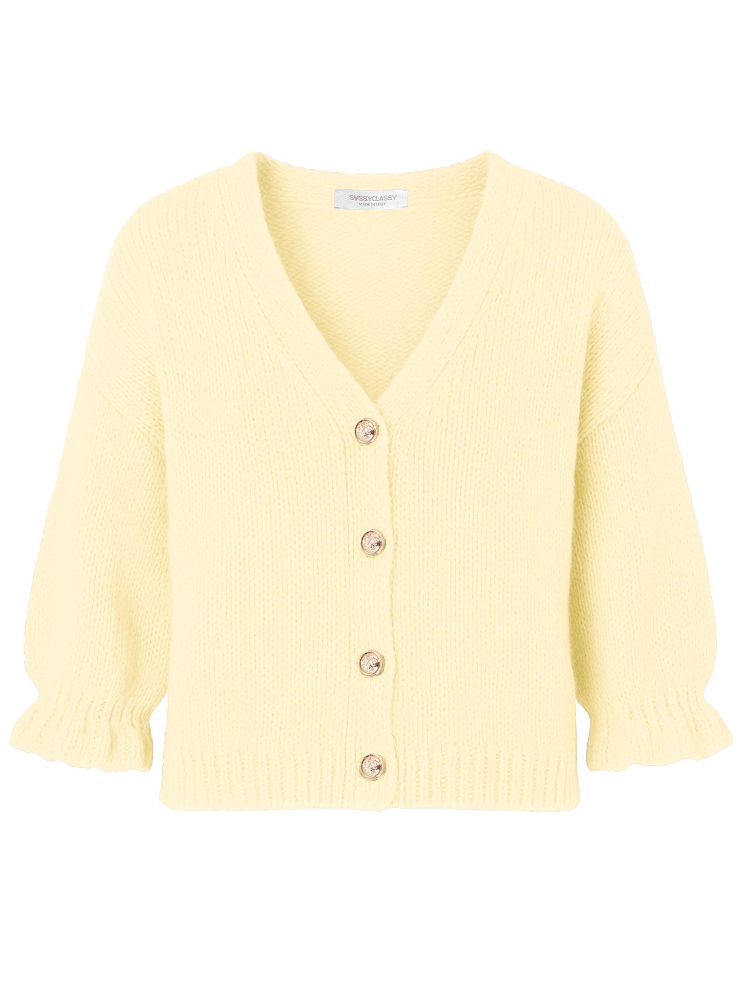 SASSYCLASSY Oversized cardigan in Yellow: front
