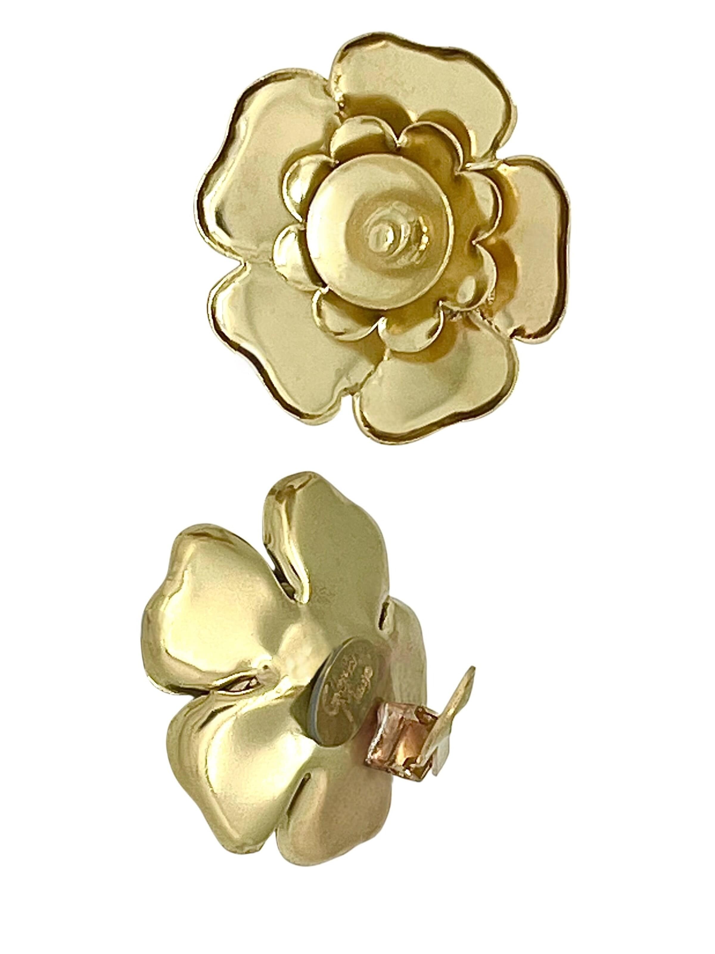 Gloria Mago Ohrringe 'Camellia'‌‌ in Gold: Vorderseite