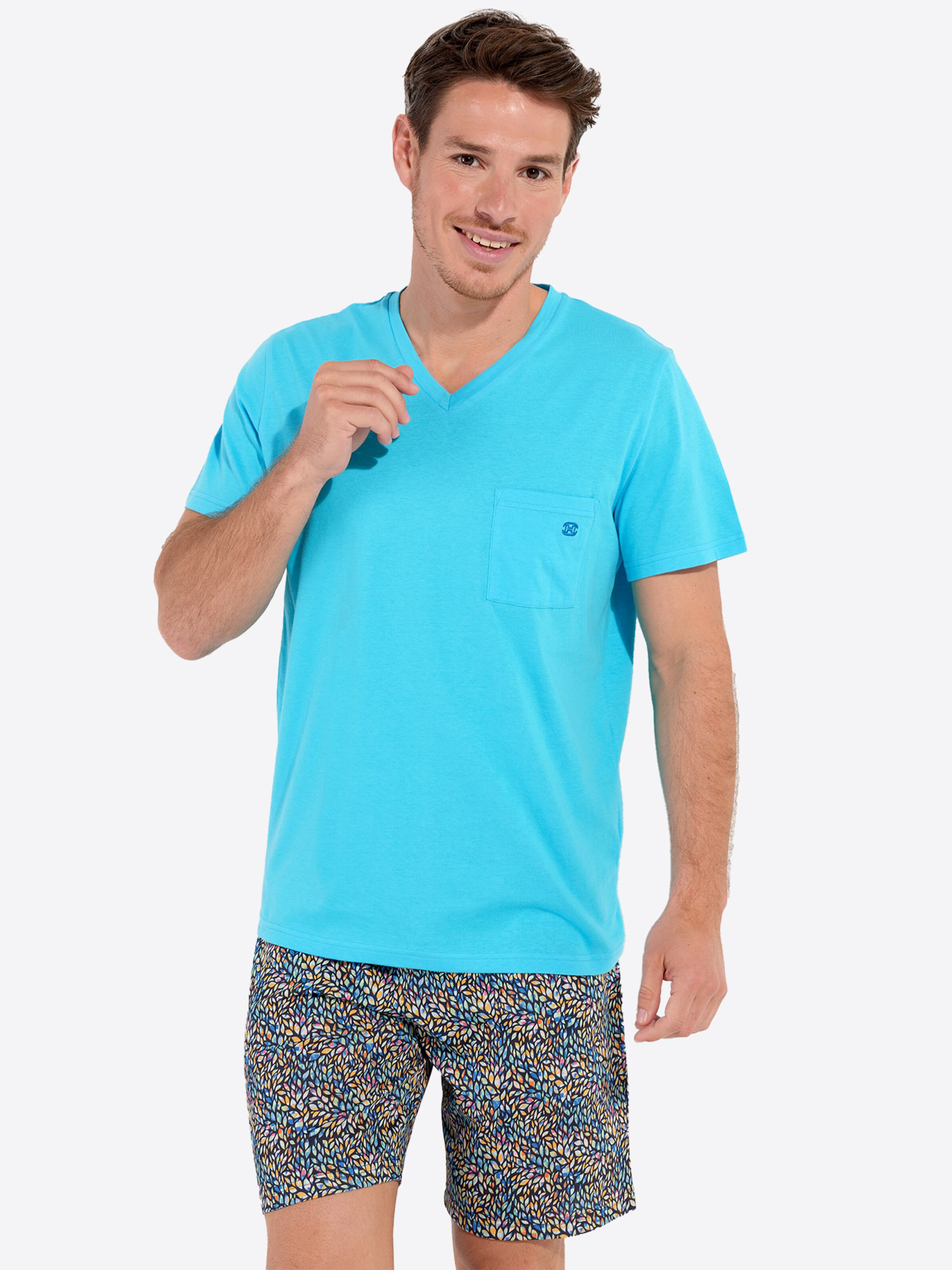 HOM Short Pajamas ' Buddy ' in Blue: front