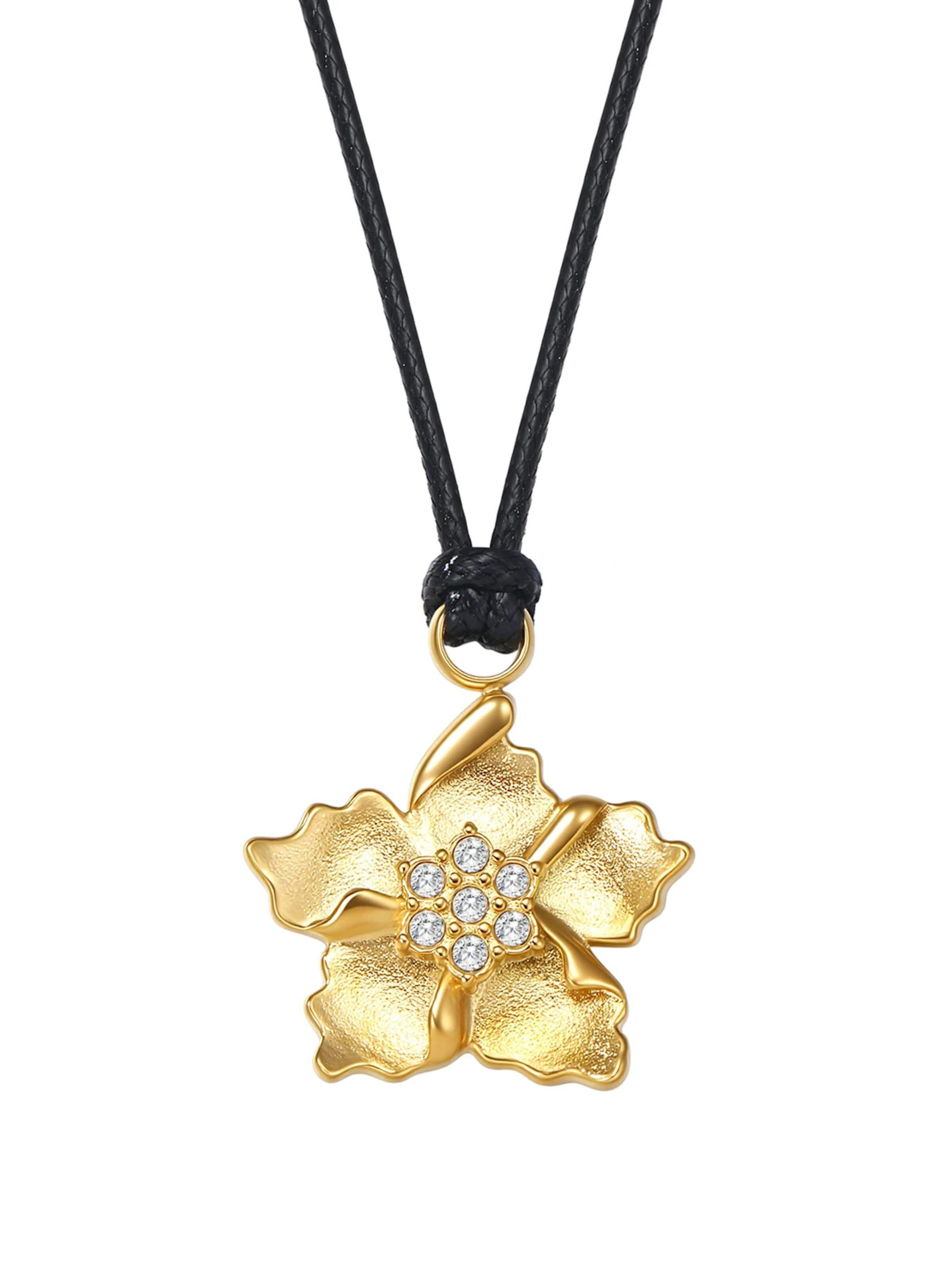 Hey Happiness Ketting 'Sunburst Flower Charm Cord' in Goud