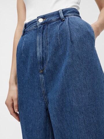 ONLY Wide Leg Jeans med lægfolder 'Una' i blå