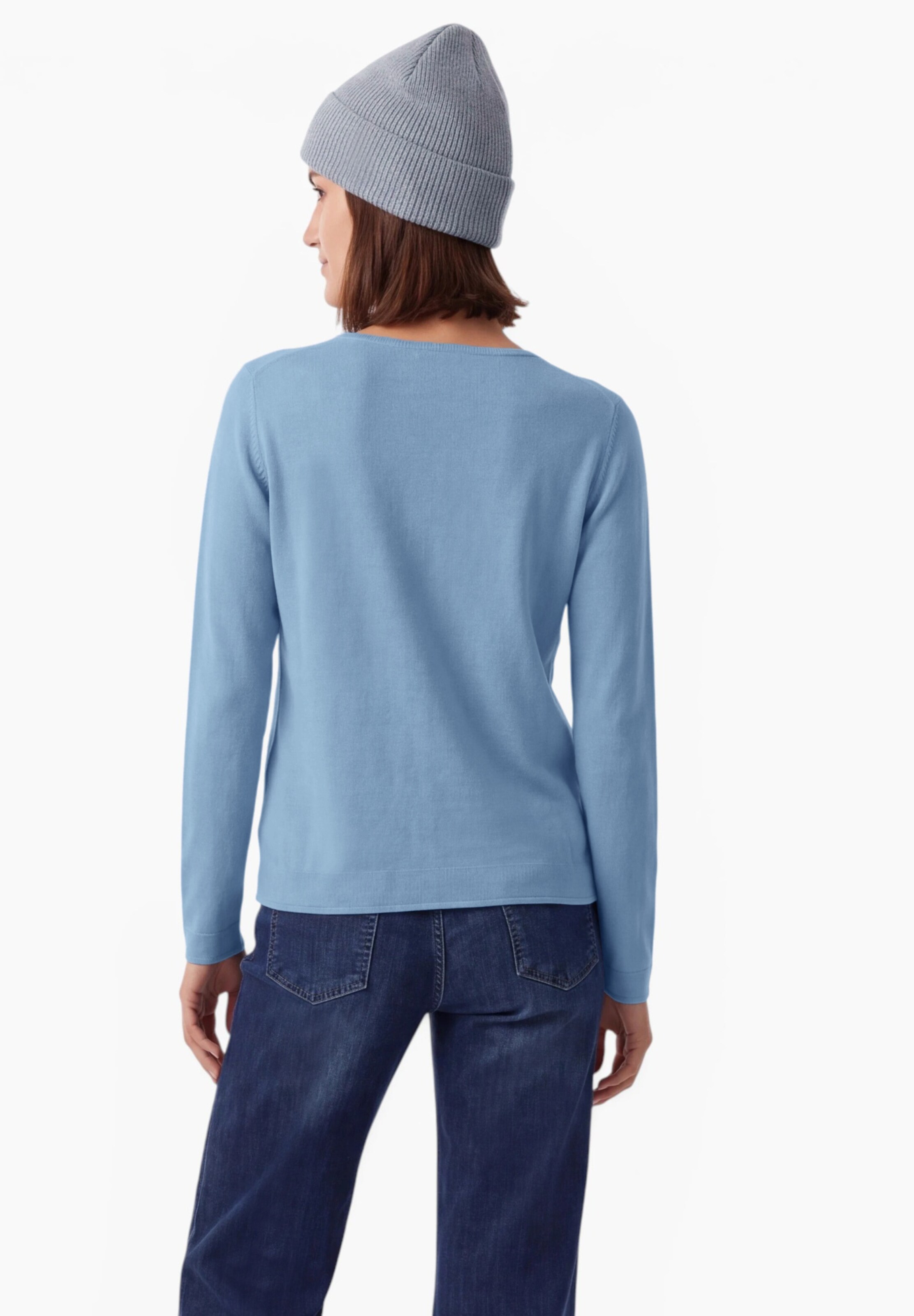 CECIL Langarm Pullover mit Rundhals und Struktur in Blau