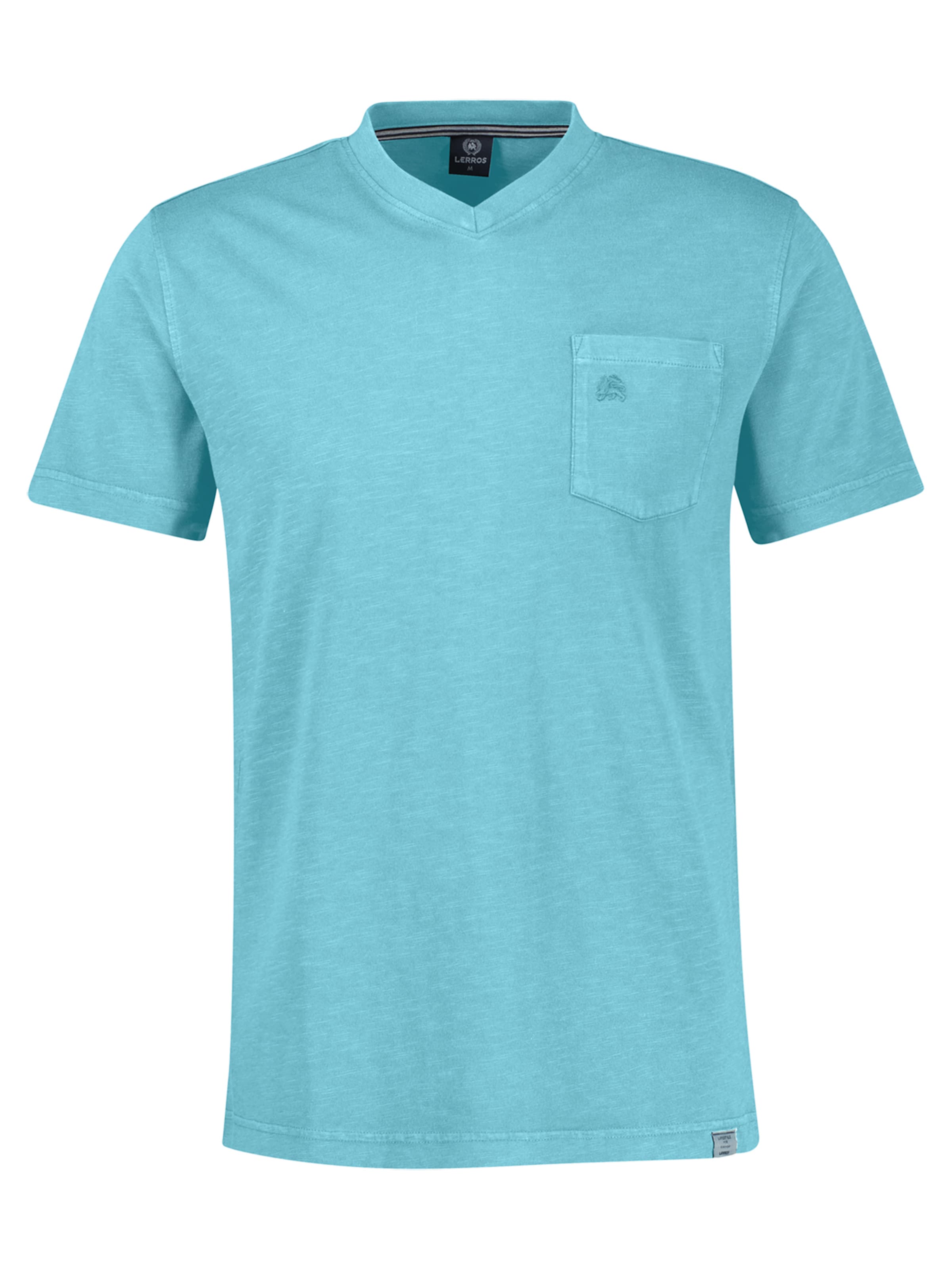 LERROS T-Shirt mit sportlichem V-Ausschnitt aus reiner Baumwolle in Blau: Vorderseite