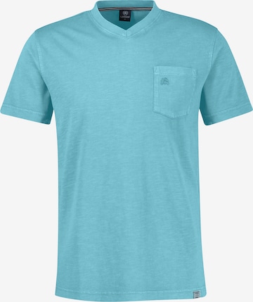 LERROS T-Shirt mit sportlichem V-Ausschnitt aus reiner Baumwolle in Blau: Vorderseite