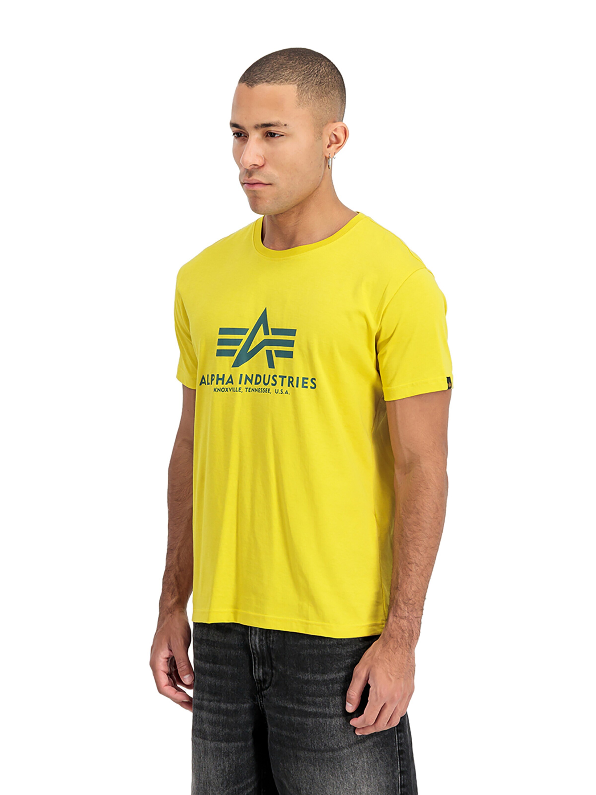 ALPHA INDUSTRIES Shirt 'Basic Logo' in Yellow: front