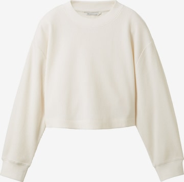 Sweat-shirt TOM TAILOR DENIM en blanc : devant