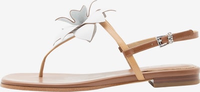 Šlepetės per pirštą 'JACIE' iš MICHAEL Michael Kors, spalva – karamelės / ruda (konjako) / balta, Prekių apžvalga