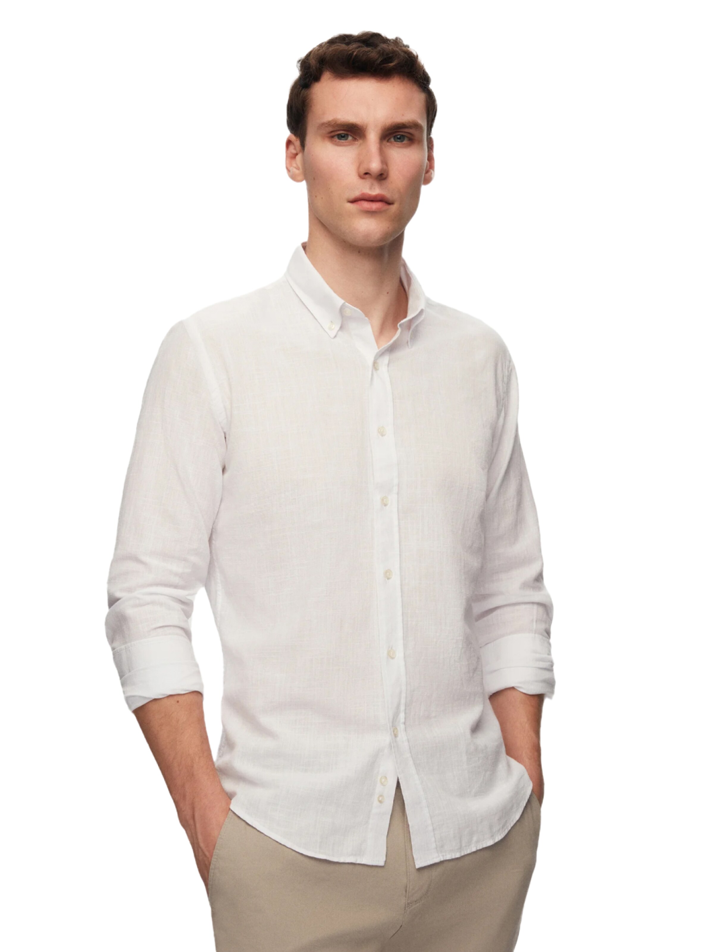 D’S Damat Regular fit Overhemd in Wit: voorkant