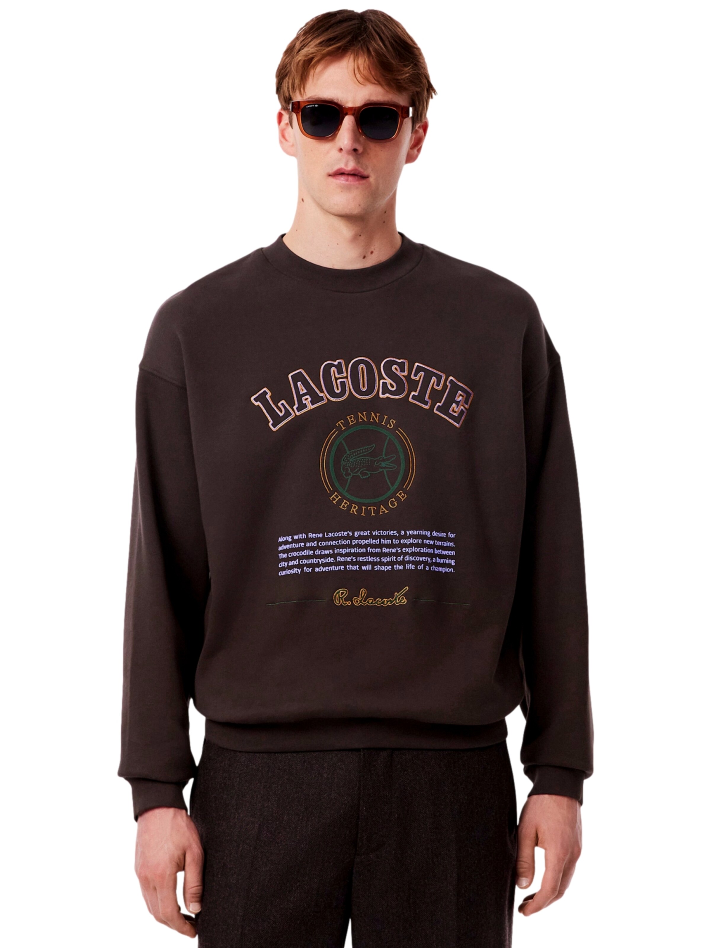 Sweat-shirt LACOSTE en marron : devant