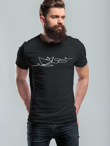 Neverless Shirt 'Paperschiff' in Black: front