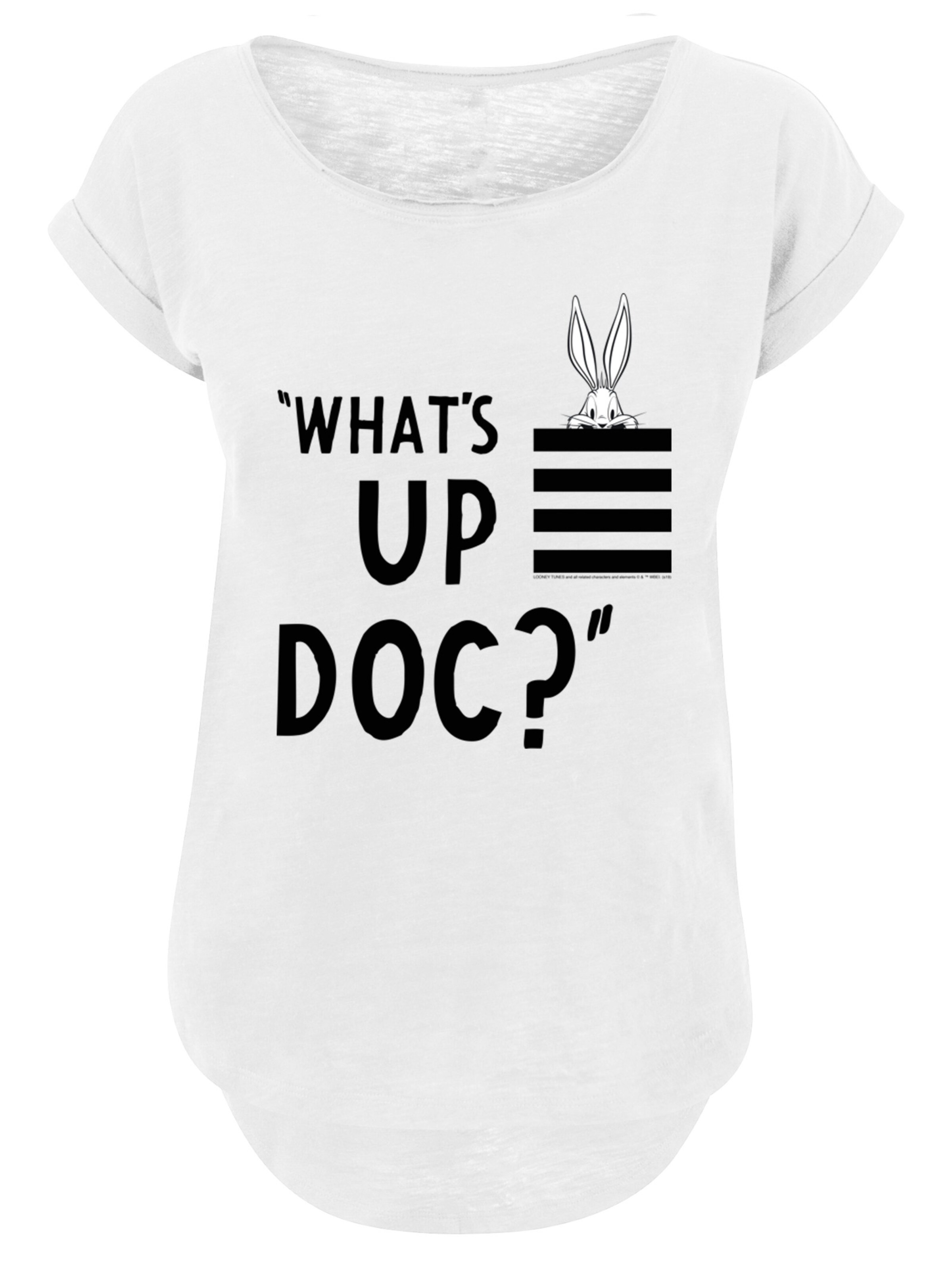 F4NT4STIC Shirt 'Looney Tunes Bugs Bunny What's Up Doc' in White: front