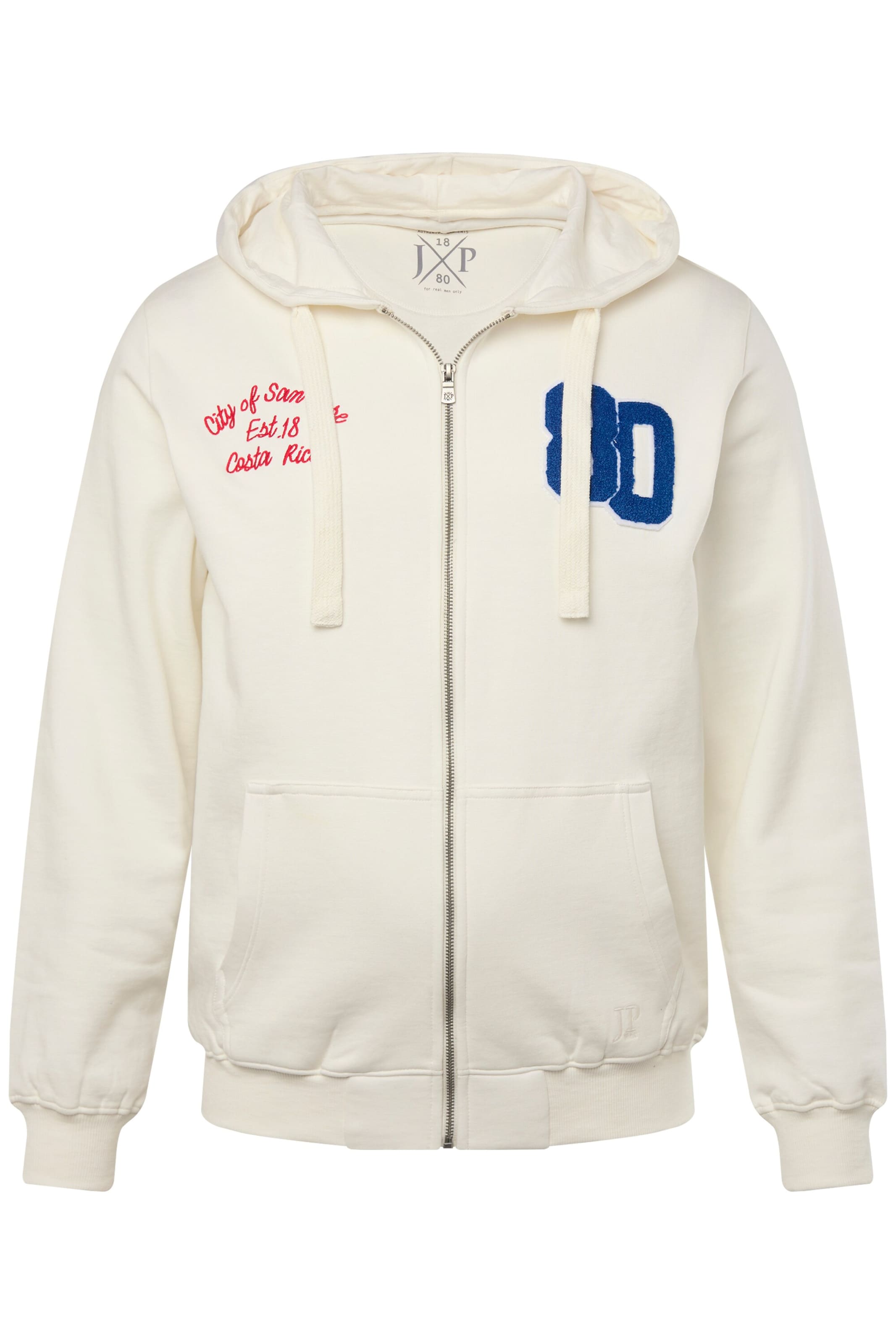 JP1880 Sweatjacke in Weiß: Vorderseite