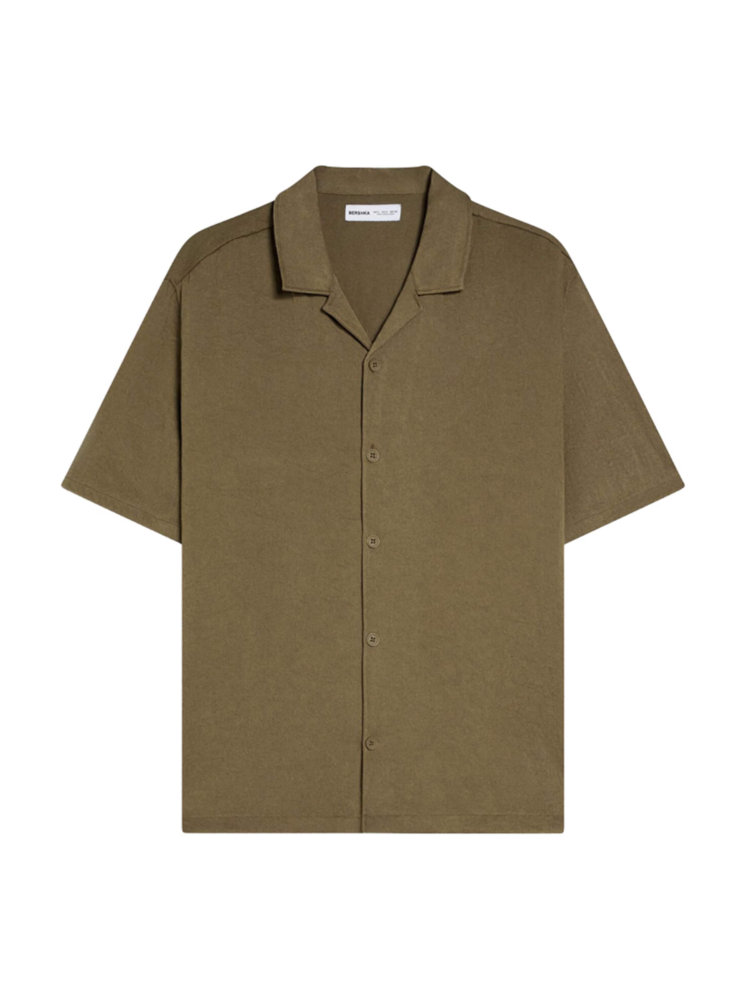 Bershka Comfort fit Button Up Shirt in Green: front