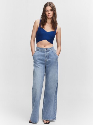 MANGO Knitted Top 'EVA' in Blue