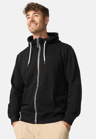 INDICODE JEANS Zip-Up Hoodie 'Christos' in Black