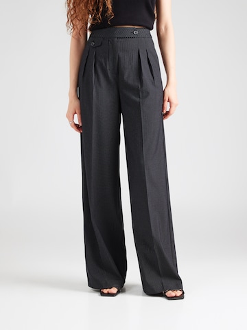 ABOUT YOU x Toni Garrn Wide leg Trousers with creases 'Linda' in Black: front