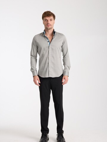 Slim fit Camicia 'Marco Polo Iconic Satin Man Shirt White' di 7Camicie in grigio