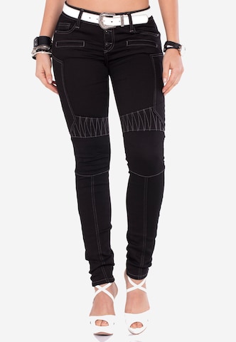 CIPO & BAXX Skinny Jeans 'Zigzag' in Zwart: voorkant