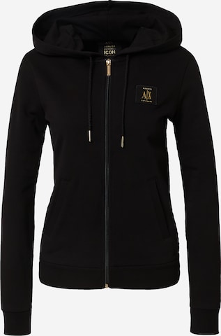 ARMANI EXCHANGE Zip-Up Hoodie in Black: front