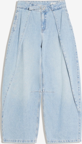 Barrel Pantaloni cu cute de la Bershka pe albastru: față