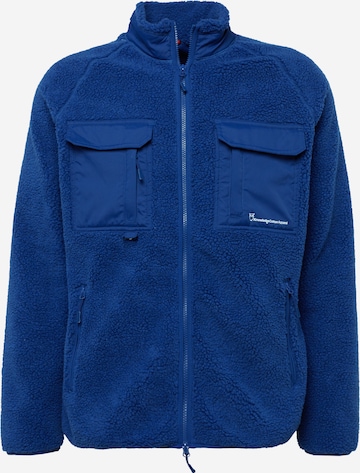 KnowledgeCotton Apparel Fleece Jacket in Blue: front