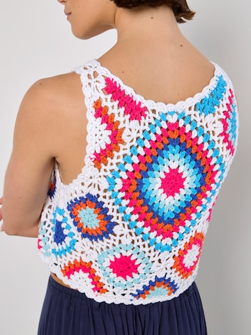 Apricot Diamond Crochet Crop Vest Top ' ' in Blau