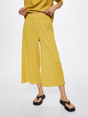 MANGO Wide leg Broek in Geel: voorkant