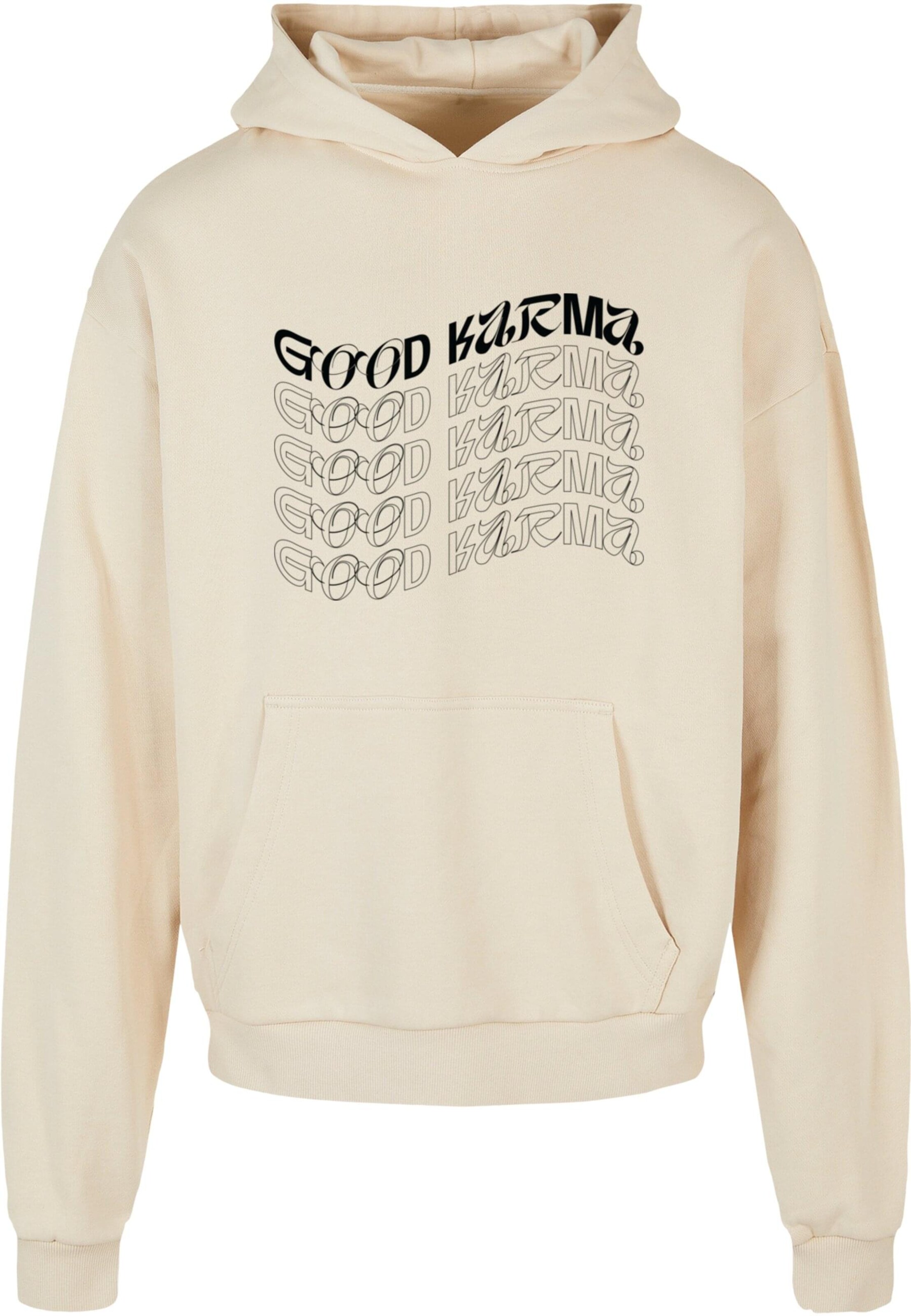 Merchcode Sweatshirt 'Good Karma' in Beige: Vorderseite