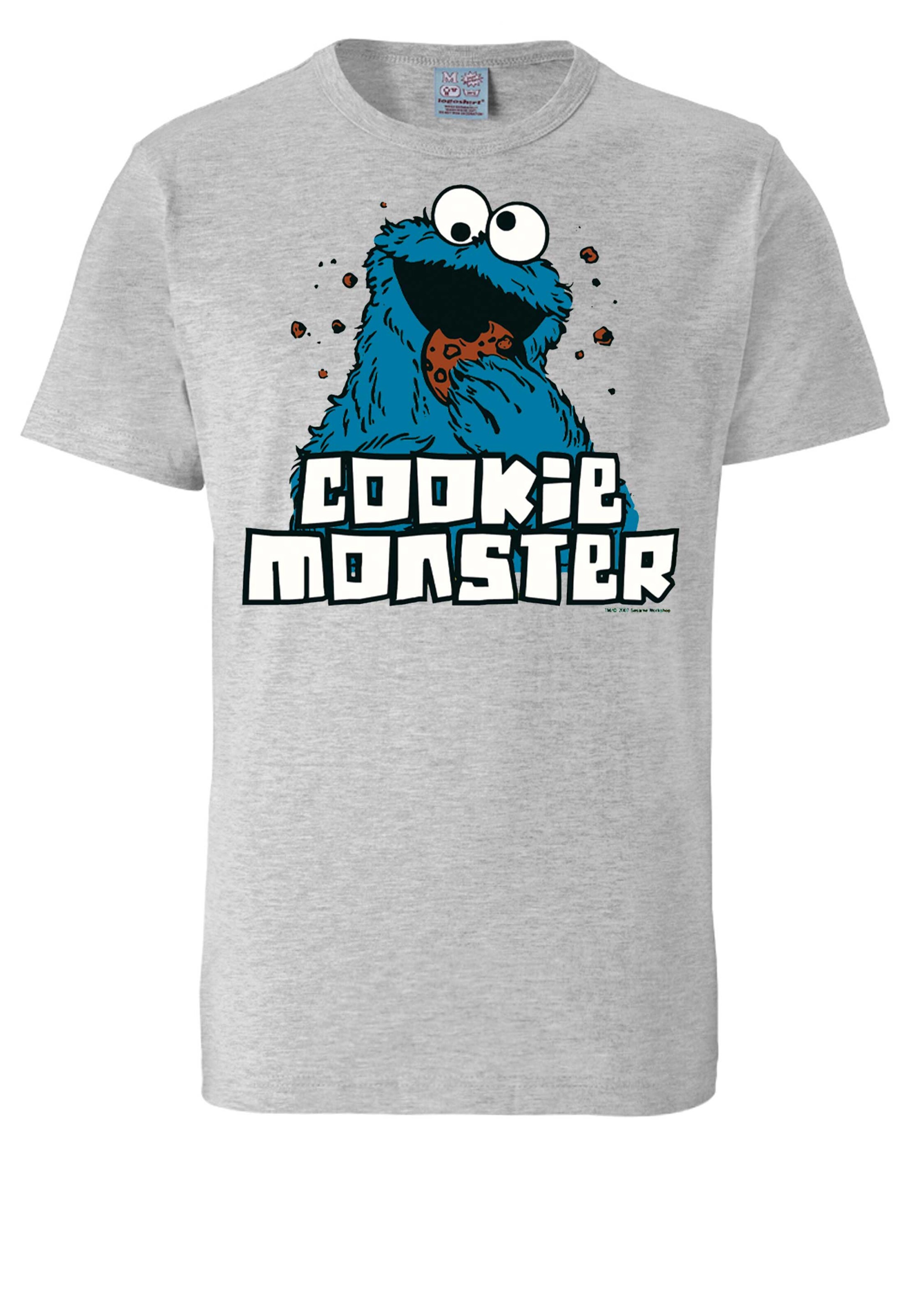 LOGOSHIRT Shirt 'Krümelmonster' in Grey: front