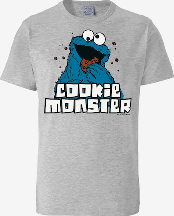 LOGOSHIRT Shirt 'Krümelmonster - Sesamstrasse' in Grijs: voorkant