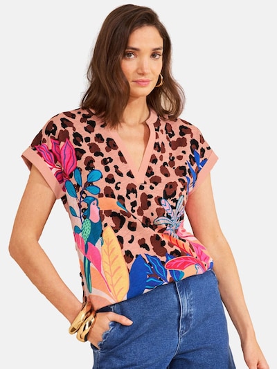 love & roses Shirts i S i blå / brun / fersken / pink, Produktvisning