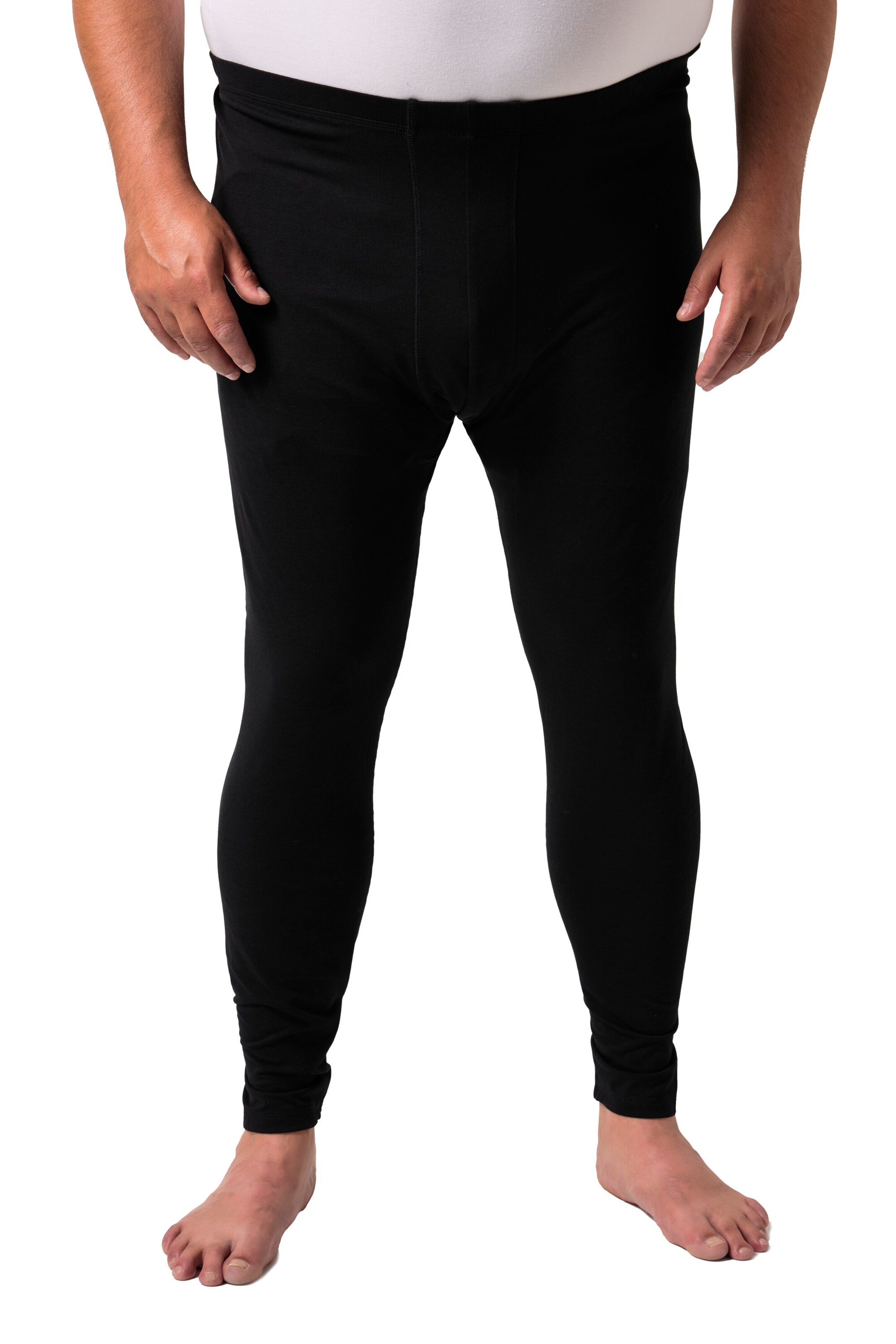 Men Plus Long Johns in Black: front