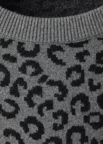 MANGO Sweater 'LEOPARD' in Grey: front