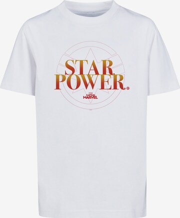 ABSOLUTE CULT Shirt 'Captain Marvel - Star Power' in Wit: voorkant