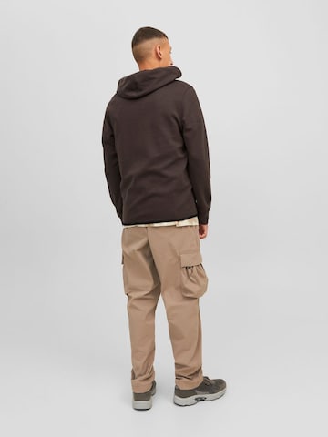 JACK & JONES Zip-Up Hoodie in Brown