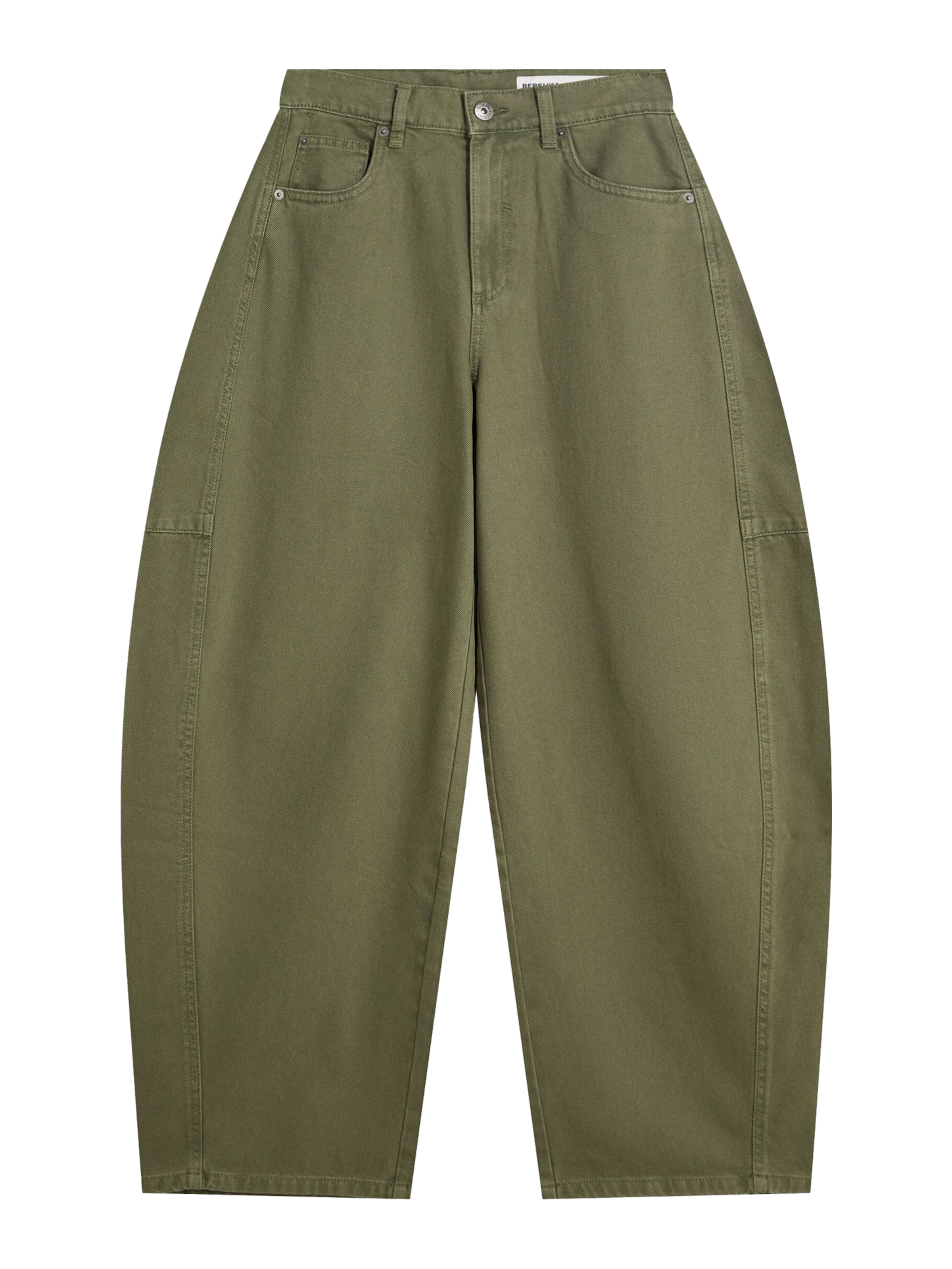 Bershka Baggy Kalhoty – zelená: přední strana