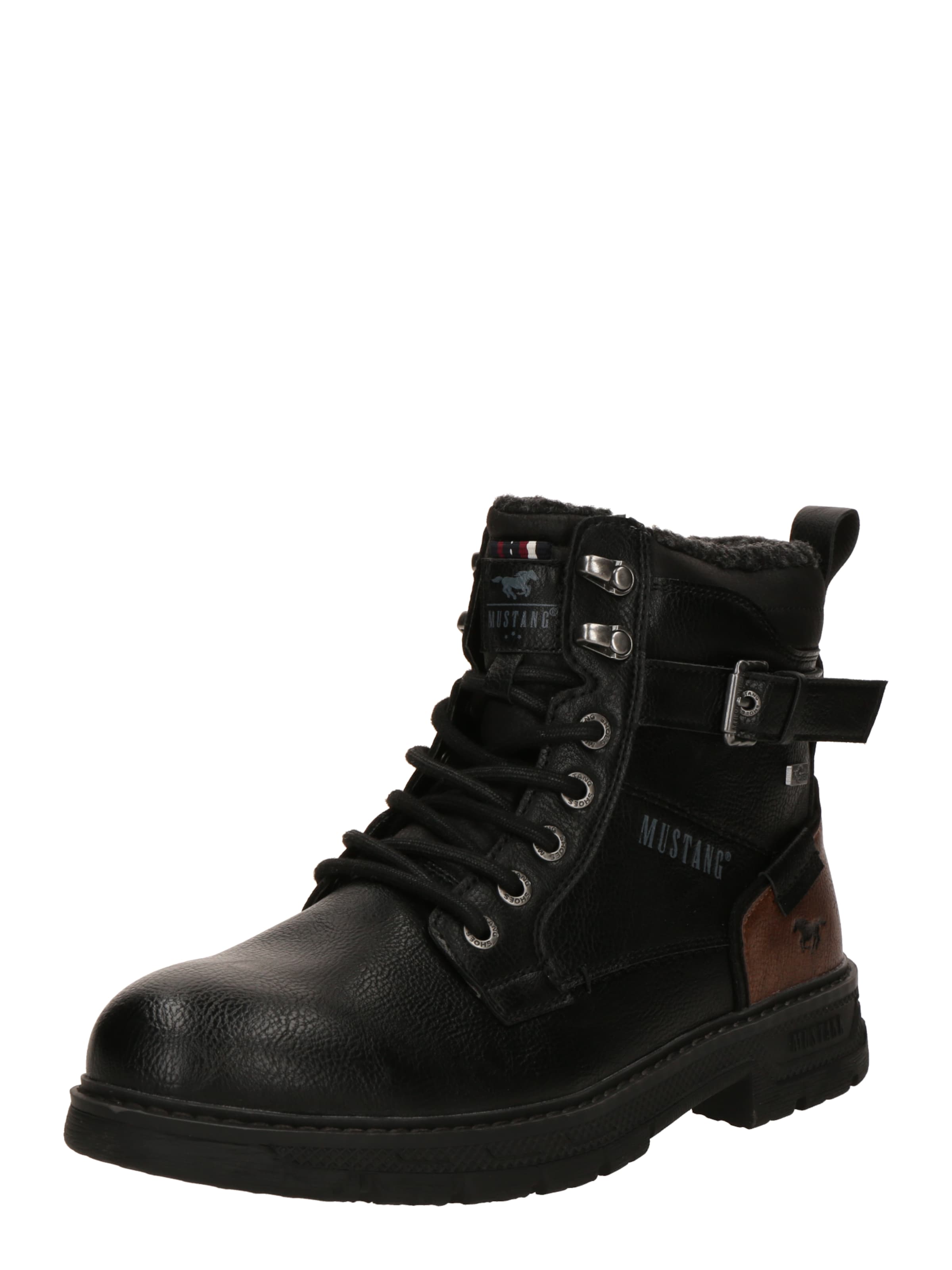 MUSTANG Fűzős csizma - fekete: elől