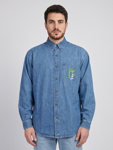 IUTER Comfort Fit Skjorte 'Looney Tunes' i blå: forside
