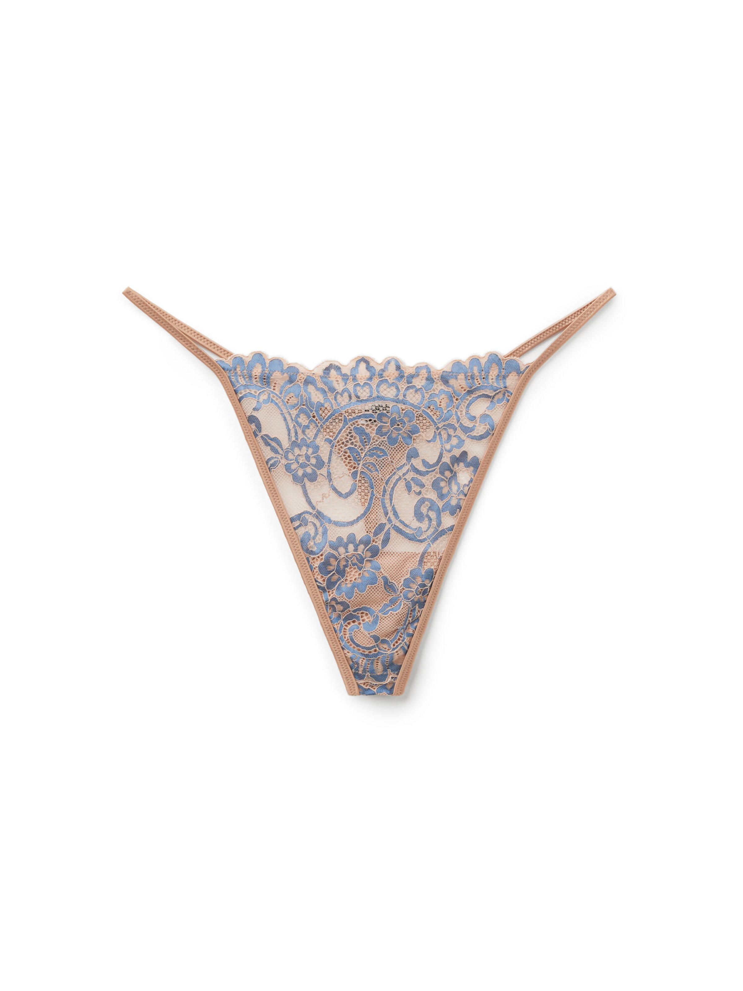 Tezenis String 'ROMANTIC BLOOM' in L in beige / blau, Produktansicht