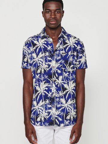 KOROSHI Slim fit Button Up Shirt in Blue: front