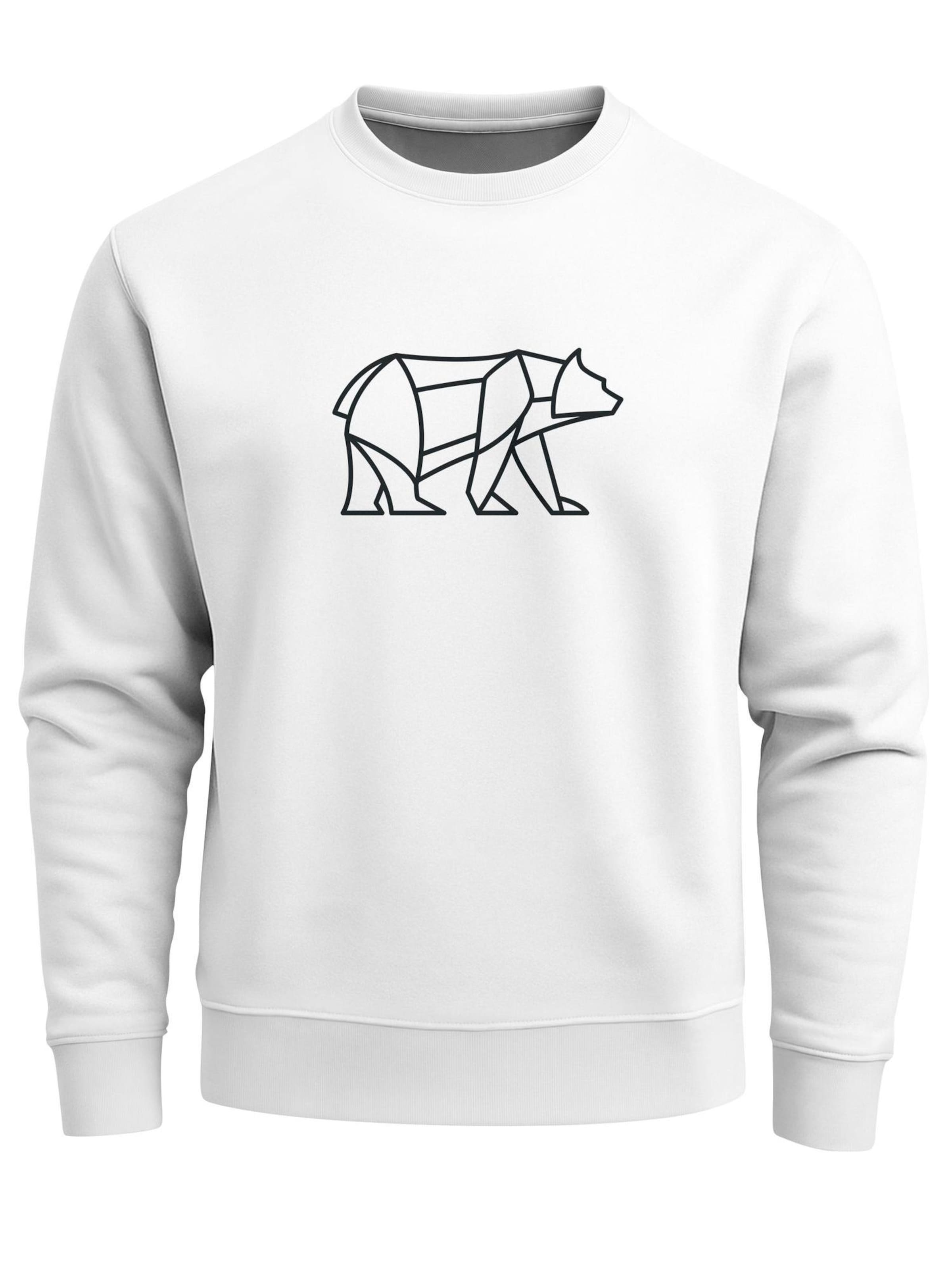 Neverless Sweatshirt 'Bär Lineart Polygon' in White: front