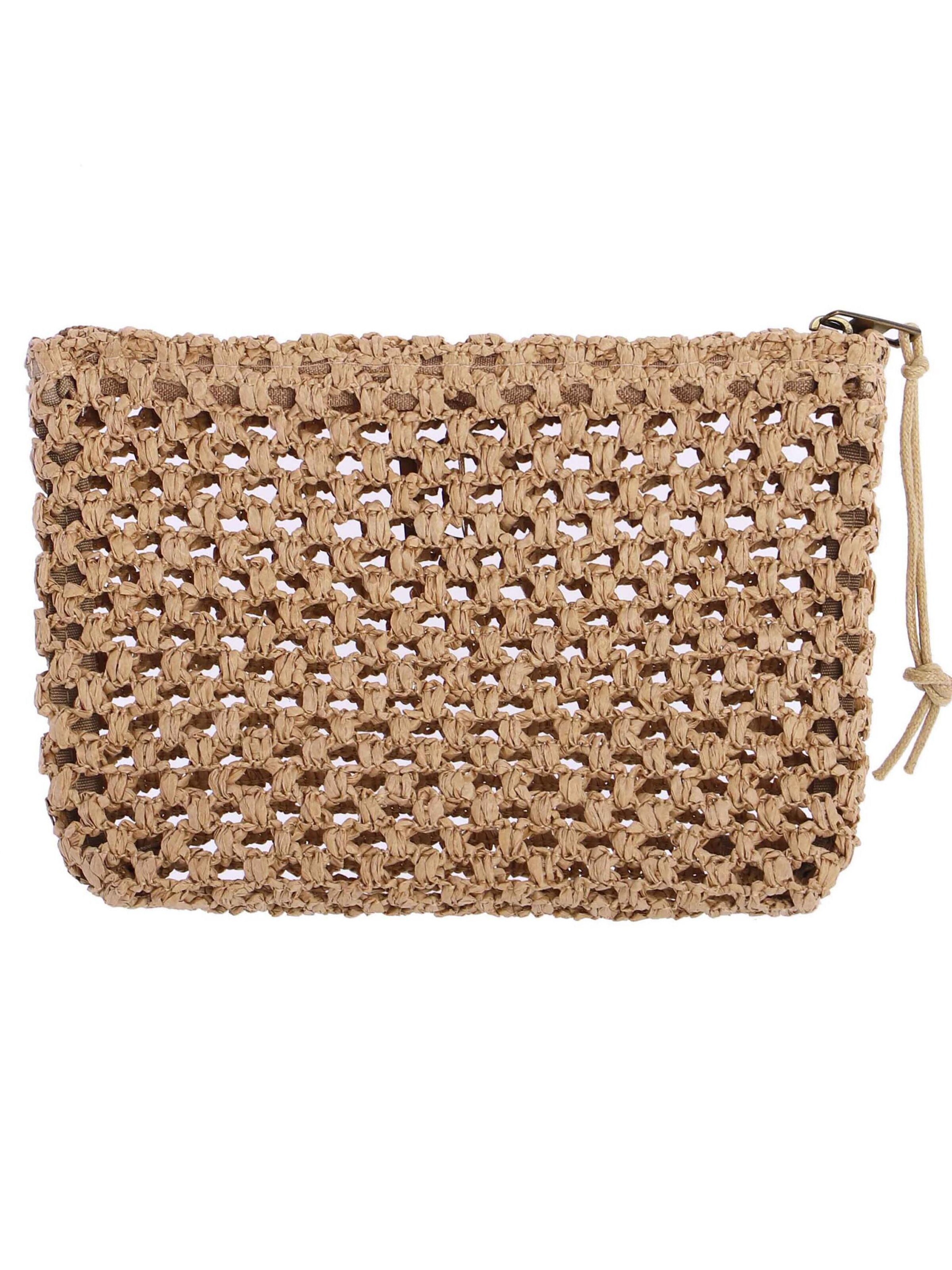 Amichi - Bolso de mano 'Bolso de playa neceser para mujer Truk de fibras naturales con cremallera' en marrón