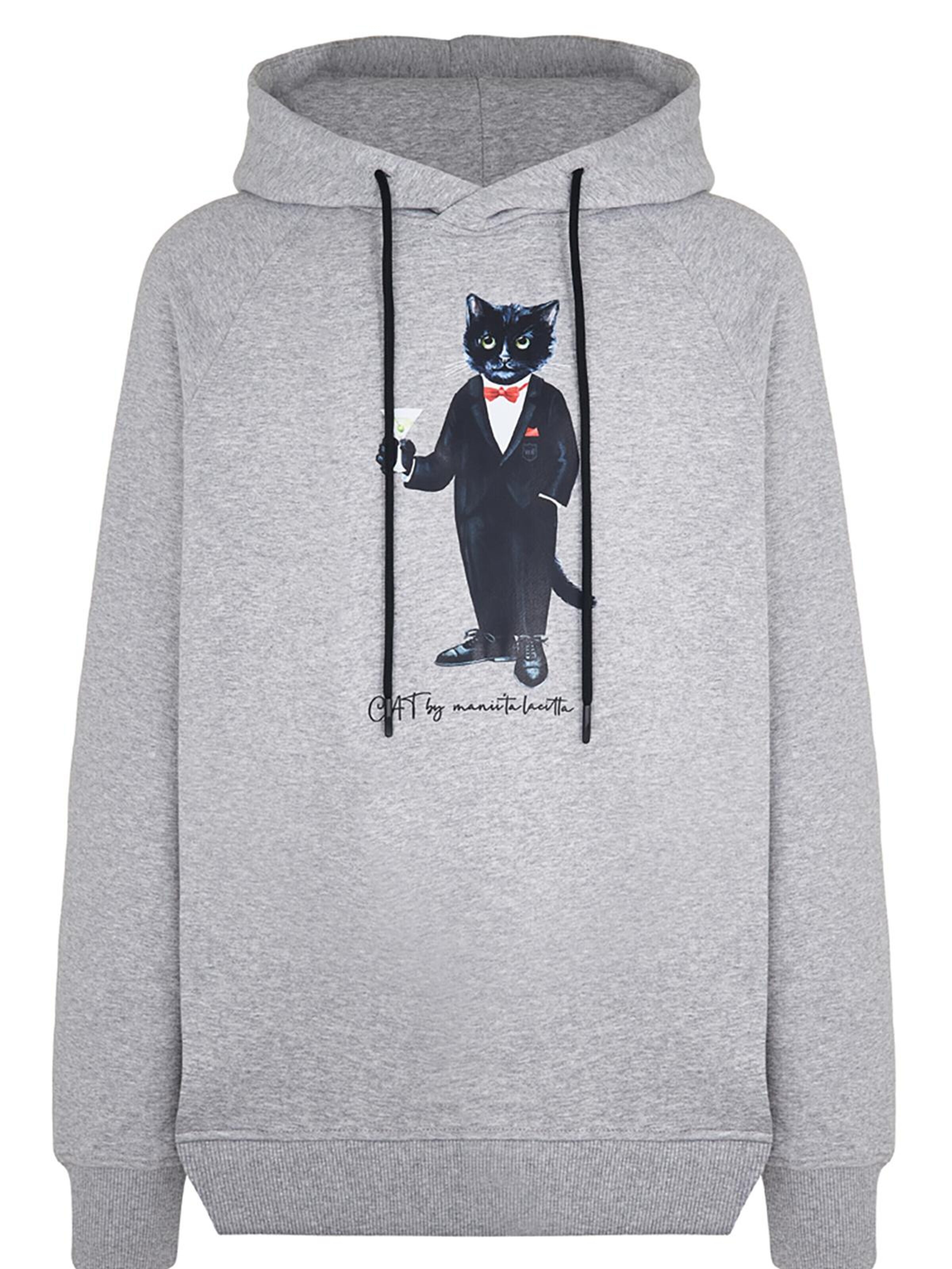 Cat e Lolette Sweatshirt 'Dandy Cat' i grå: forside