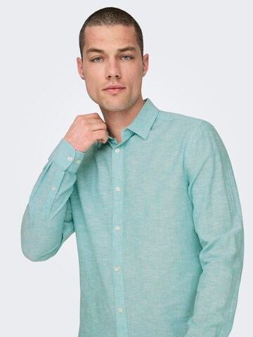 Only & Sons Slim fit Button Up Shirt 'CAIDEN' in Blue